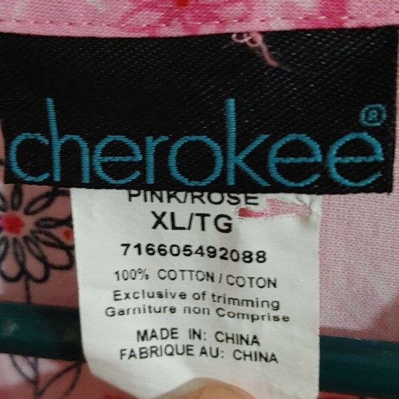 Cherokee nurse scrubs shirt plus size XL pink rose hearts flowers short … - Picture 7 of 7